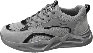 Mesh Sneakers for Men Thick Sole Lace-up Breathable Walking Running Shoes Comfortable Tennis Shoes Non Slip Casual Mens Outdoor Sport Sneakers