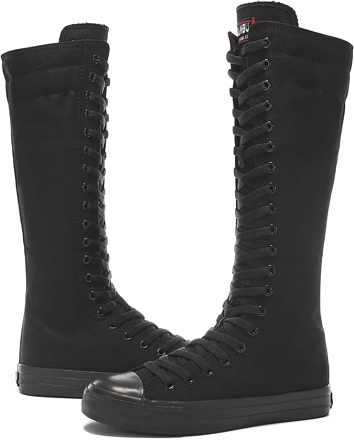 Momuk Women's Fashion Lace Up Knee High Canvas Zip Boots Girls Fancy School Shoes