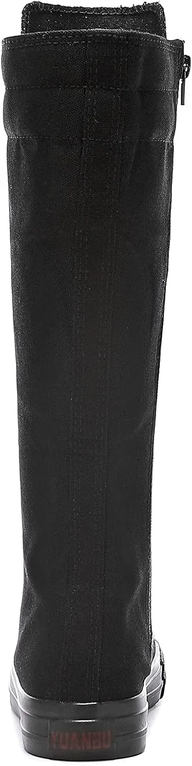Momuk Women's Fashion Lace Up Knee High Canvas Zip Boots Girls Fancy School Shoes