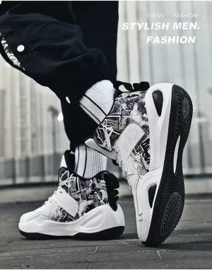 New Basketball Shoes Men's Leather Breathable high-top Sports Non-Slip Student Training Shoes
