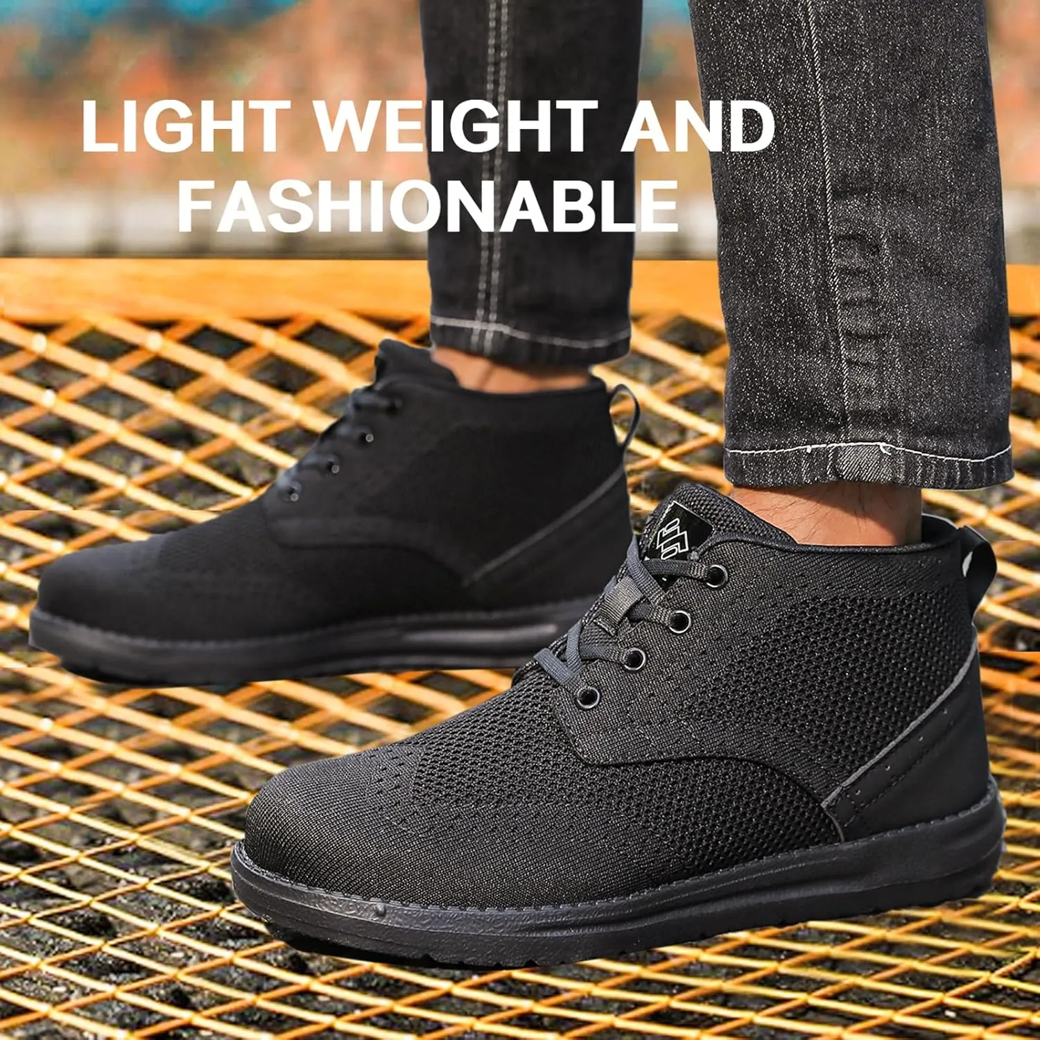 NIFOFISE Steel Toe Shoes for Men Womens High-Cut Indestructible Construction Wide Work Safety Shoes Slip Resistant Comfortable Lightweight Breathable Sneakers Zapatos de Trabajo para Mujer