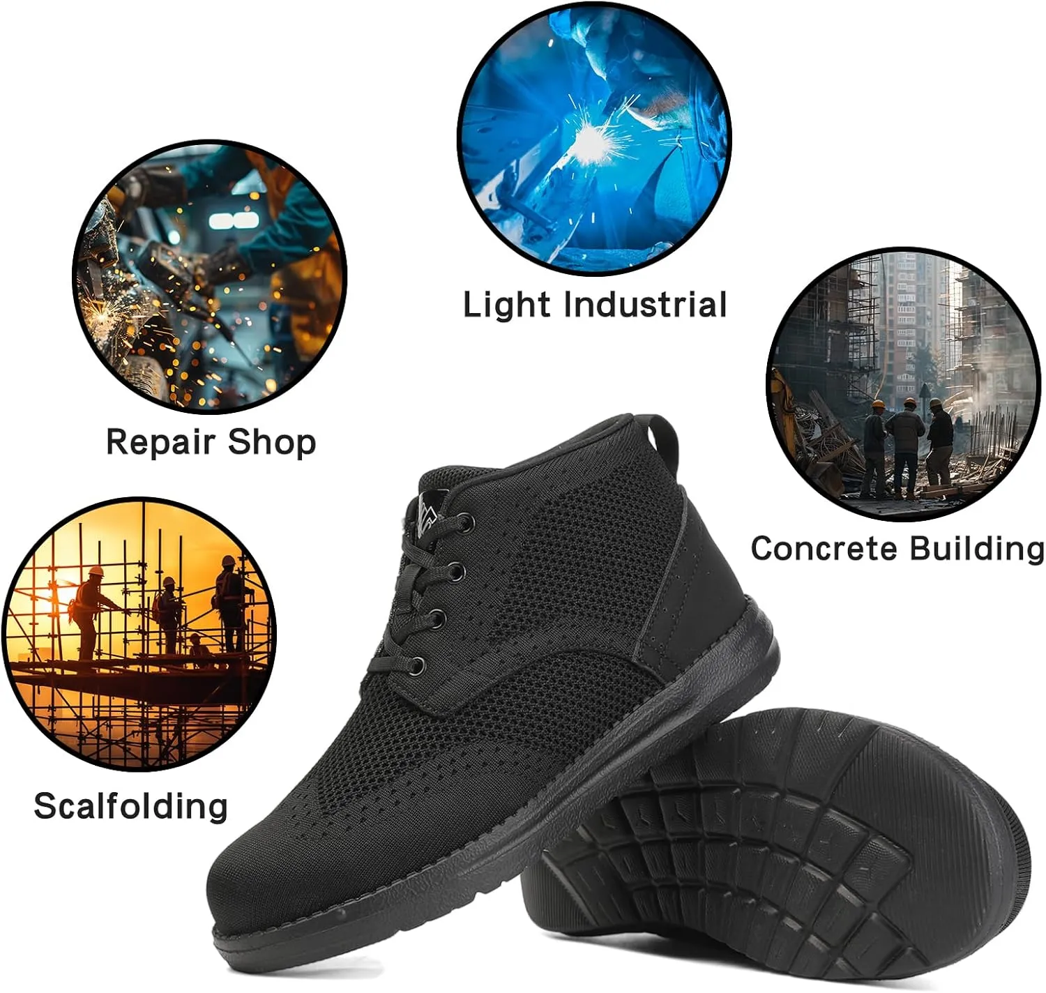 NIFOFISE Steel Toe Shoes for Men Womens High-Cut Indestructible Construction Wide Work Safety Shoes Slip Resistant Comfortable Lightweight Breathable Sneakers Zapatos de Trabajo para Mujer