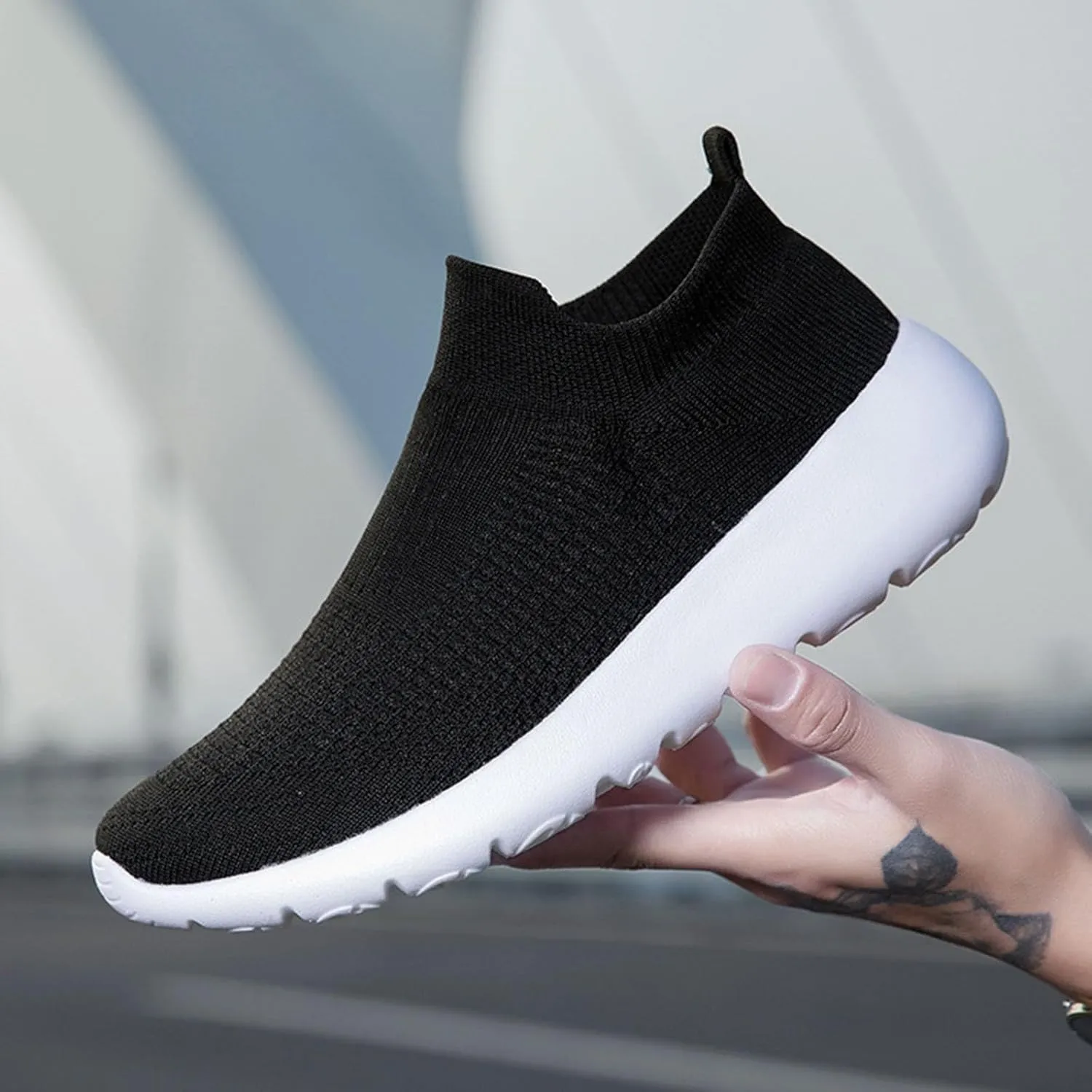 Non Slip Work Sport Shoes for Men Arch Support Plantar Fasciitis Shoes Elastic Cushion Sneakers for Men