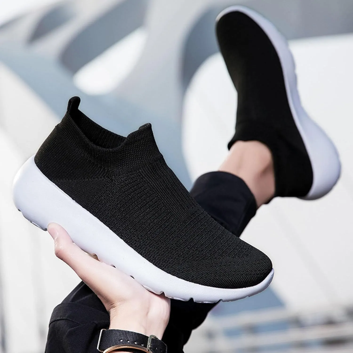 Non Slip Work Sport Shoes for Men Arch Support Plantar Fasciitis Shoes Elastic Cushion Sneakers for Men