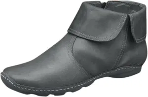 oiangi Leather Ankle Boots for Women Low Heel - Comfortable Round Toe Side Zipper Quilted Non-slip Short Booties Lightweight Casual Flat Shoes
