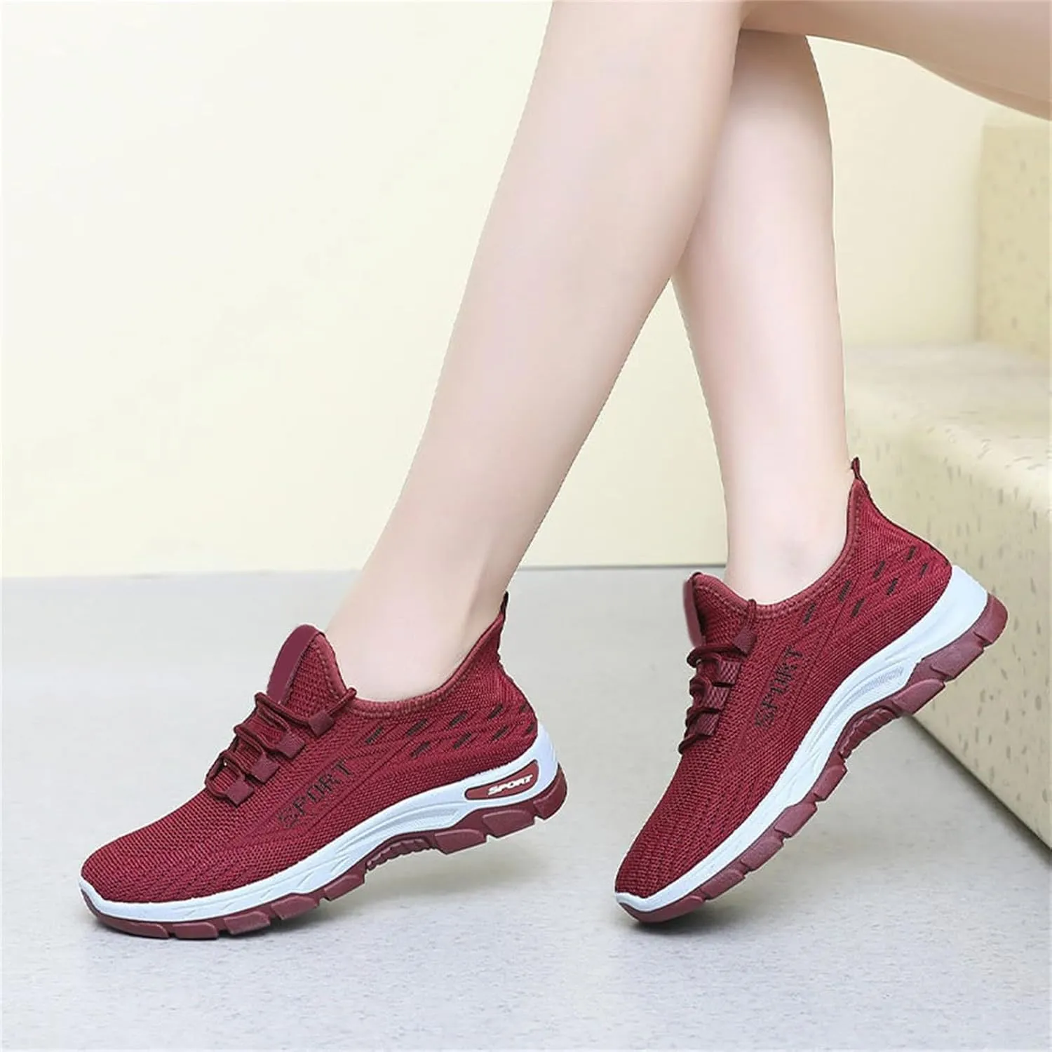 Orthopedic Womens Sneakers Mesh Breathable Fashion Lace Up Walking Running Shoes Comfortable Tennis Shoes Non Slip Lightweight Casual Sneakers for Women