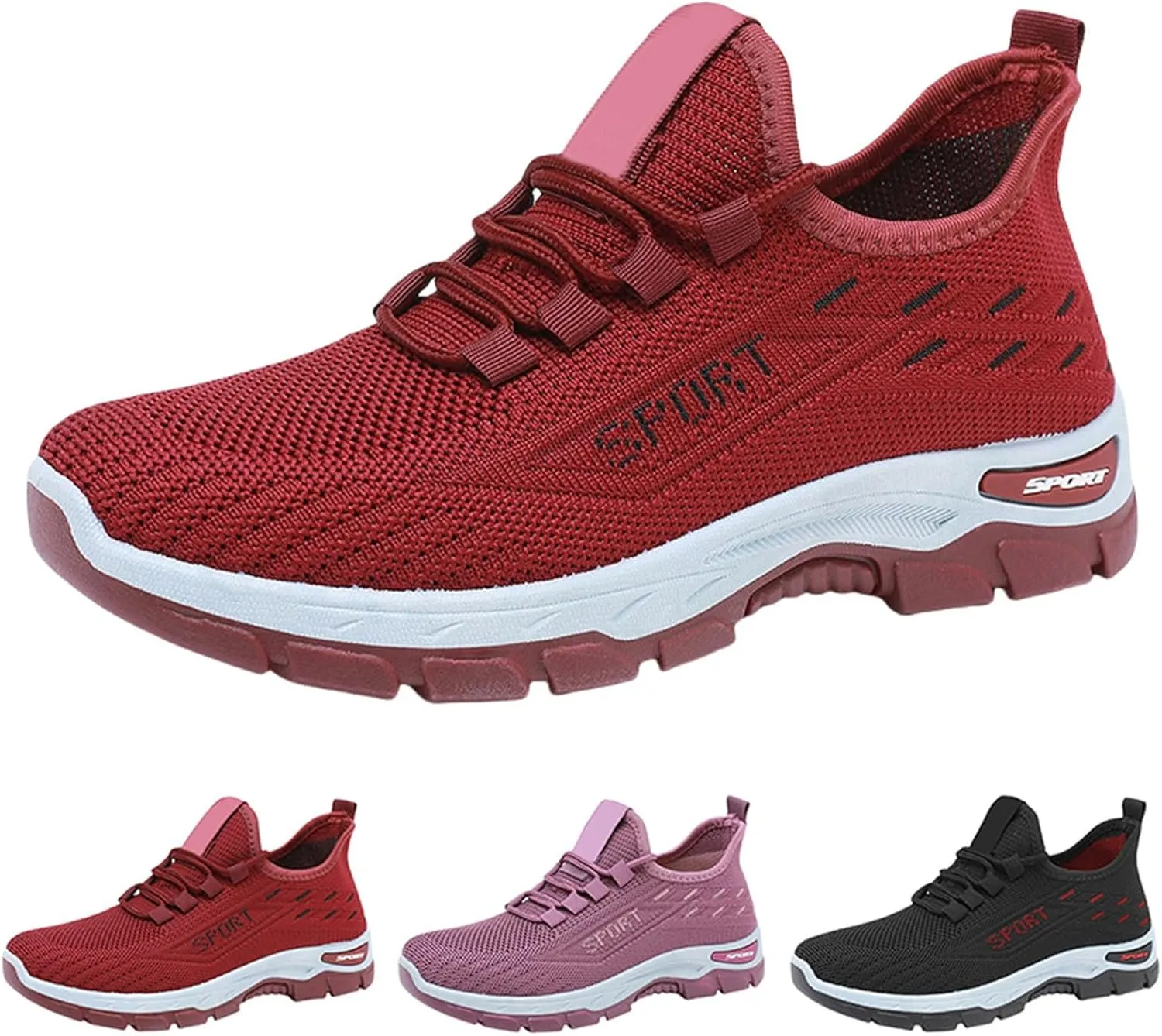 Orthopedic Womens Sneakers Mesh Breathable Fashion Lace Up Walking Running Shoes Comfortable Tennis Shoes Non Slip Lightweight Casual Sneakers for Women