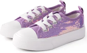 PATPAT Toddler Kid Canvas Sneaker Sparkle Sequins Glitter Shoes Boys and Girls Sneakers Sneakers Shoes
