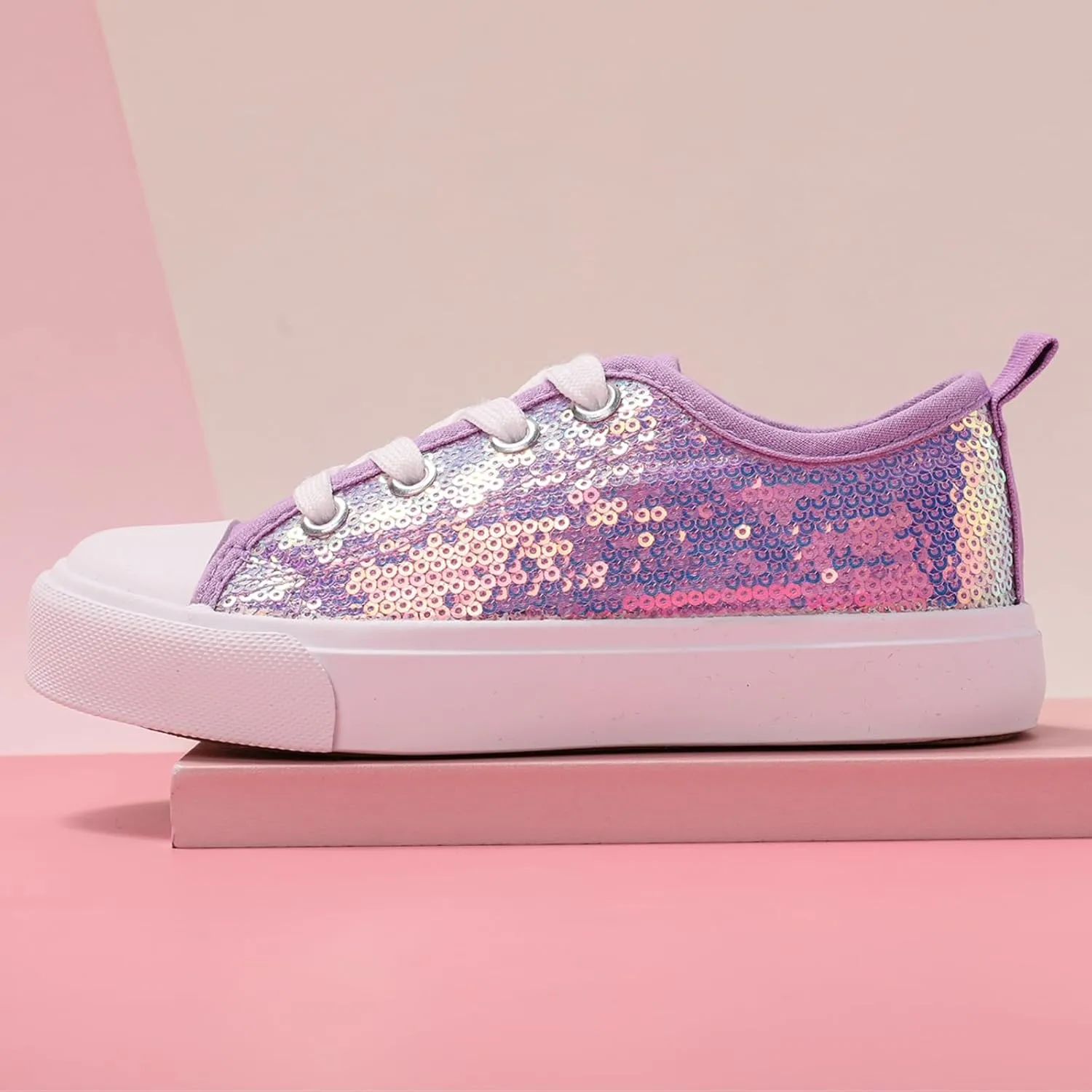PATPAT Toddler Kid Canvas Sneaker Sparkle Sequins Glitter Shoes Boys and Girls Sneakers Sneakers Shoes