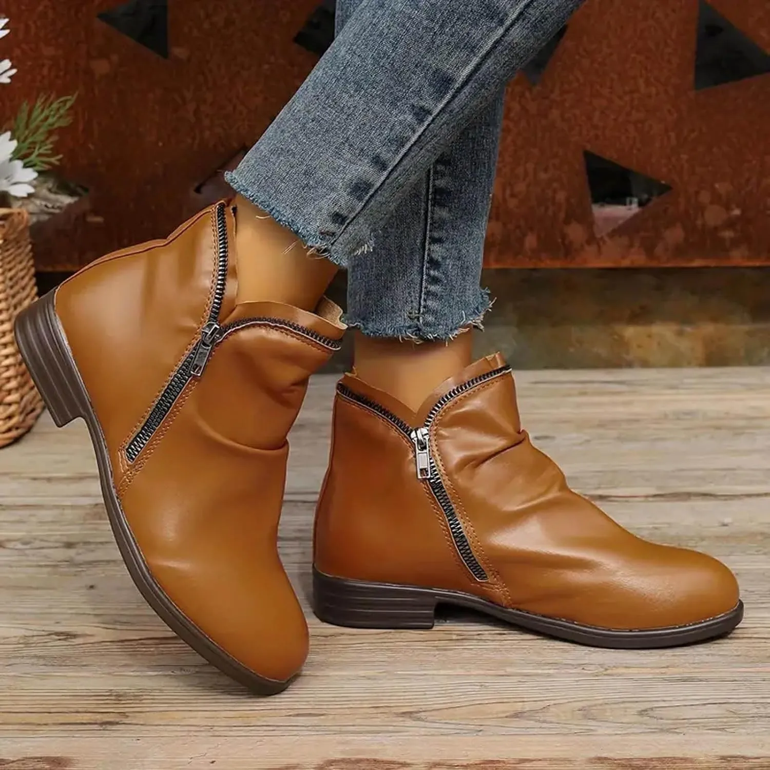 peqiut Womens Cowboy Boots Suede Wedge Heel Wide Calf Cowboy Boots Women Warm Comfortable Snow Womens Boots