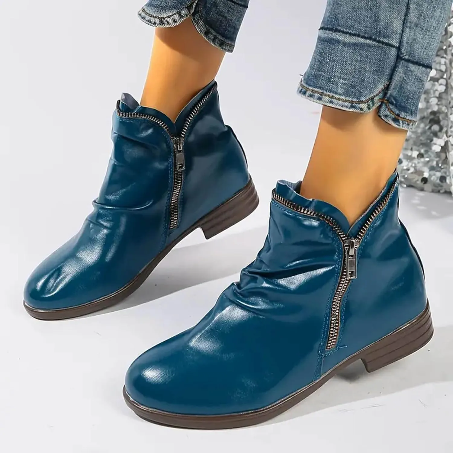 peqiut Womens Cowboy Boots Suede Wedge Heel Wide Calf Cowboy Boots Women Warm Comfortable Snow Womens Boots