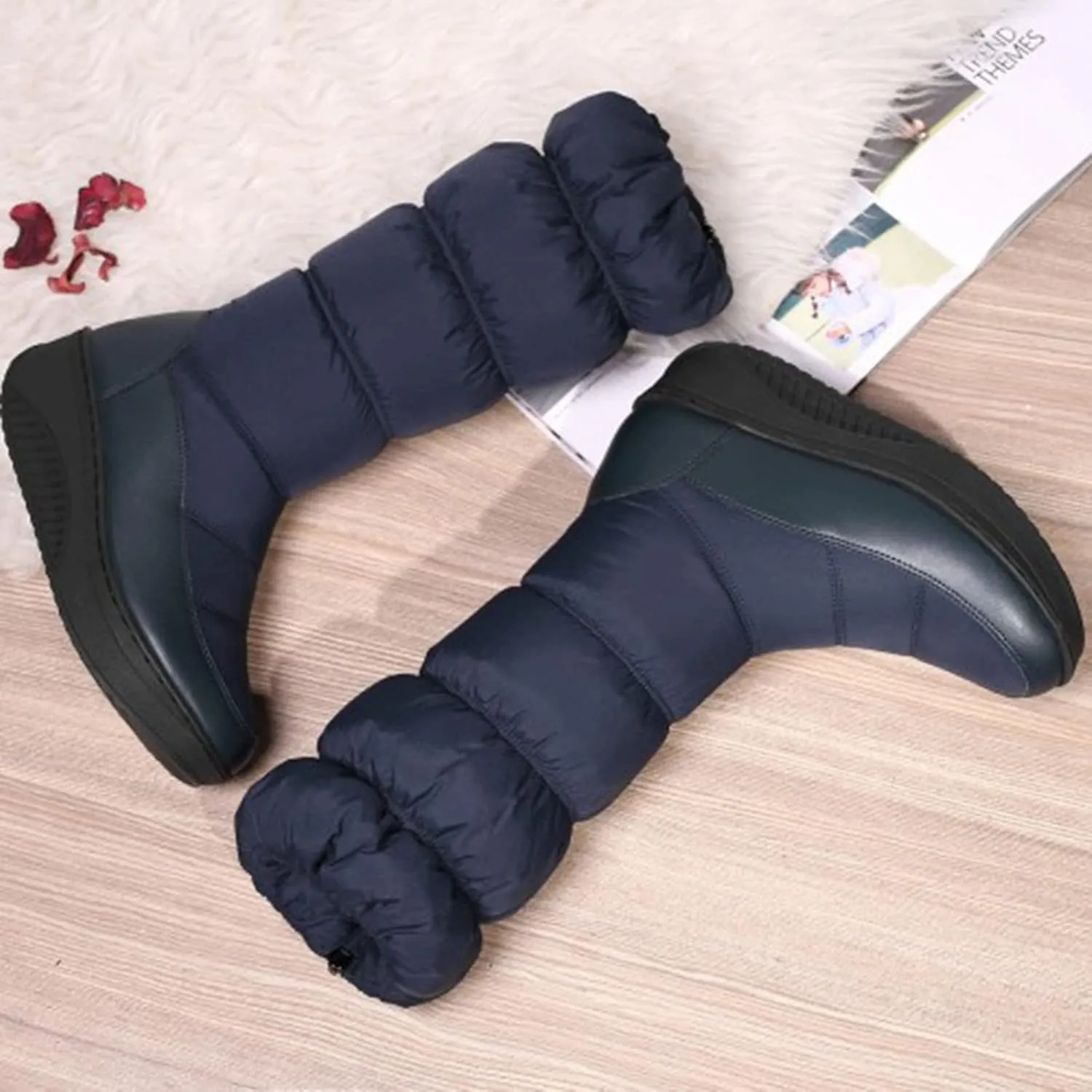 peqiut Womens Snow Boots Winter Snow Shoes Cotton Round Toe Winter High Boots Lightweight Outdoor Booties Comfort