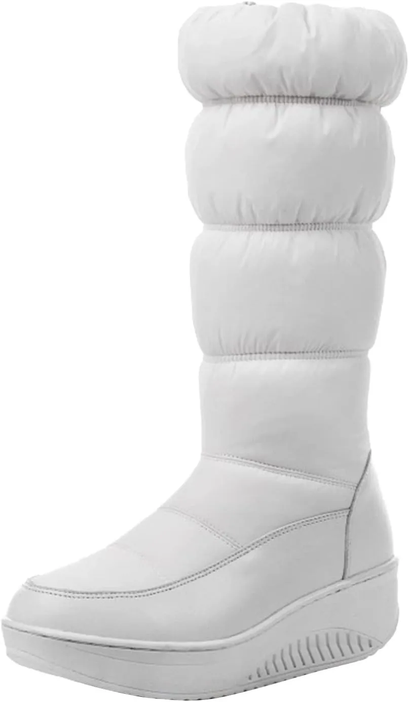 peqiut Womens Snow Boots Winter Snow Shoes Cotton Round Toe Winter High Boots Lightweight Outdoor Booties Comfort
