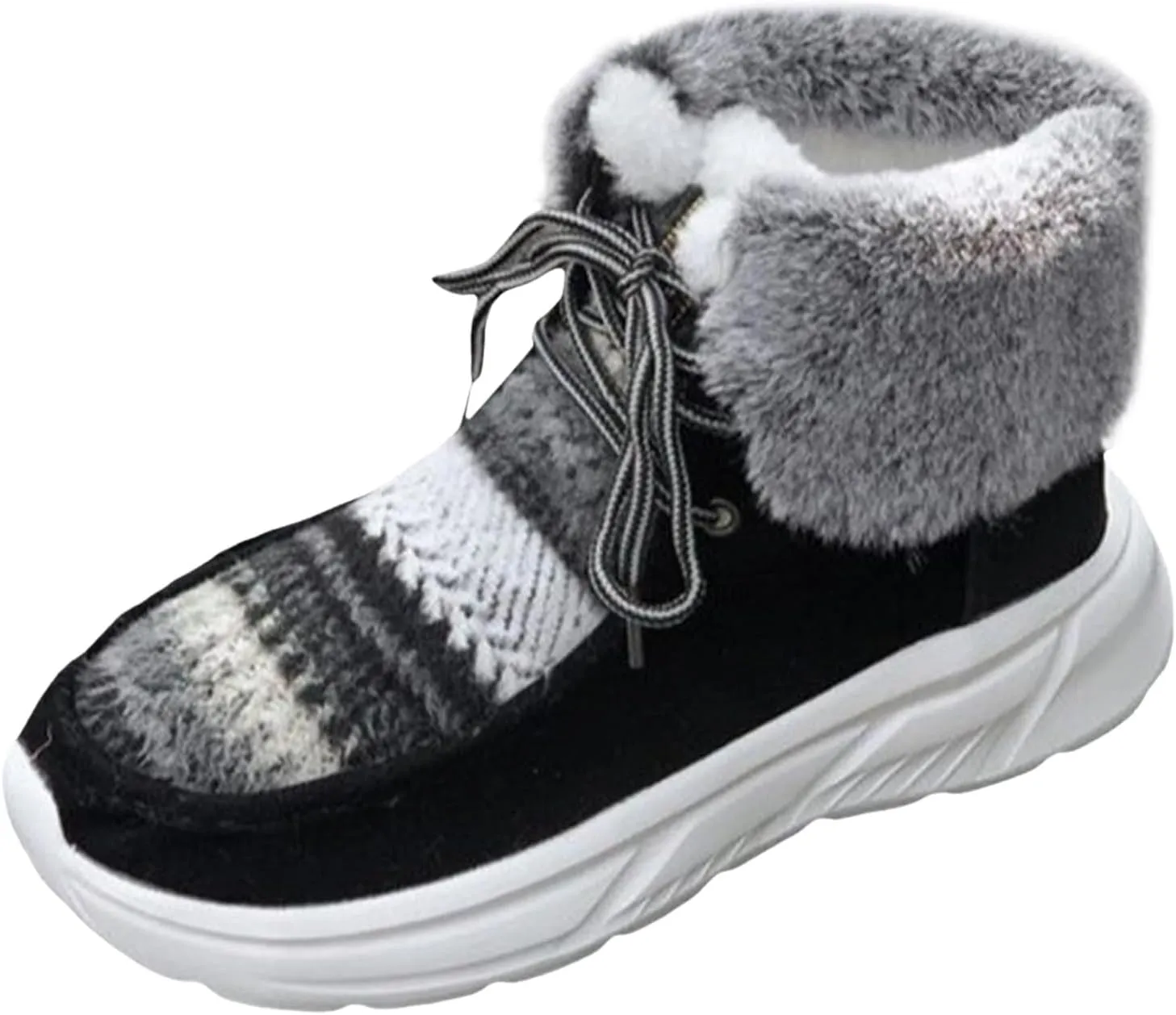 peqiut Womens Snow Boots Winter Snow Shoes Fashion Color Thickened Winter Ankle Boots Cotton Outdoor Booties (Black, 8)