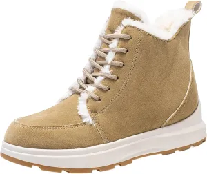 peqiut Womens Snow Boots Winter Snow Shoes Lightweight Winter Ankle Boots Suede Flat Lace Up Outdoor Booties Comfort