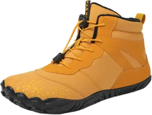 peqiut Womens Snow Boots Winter Snow Shoes Non Slip Side Zipper Ankle Boots Walking Sports Booties with Arch Support (Yellow, 11.5)