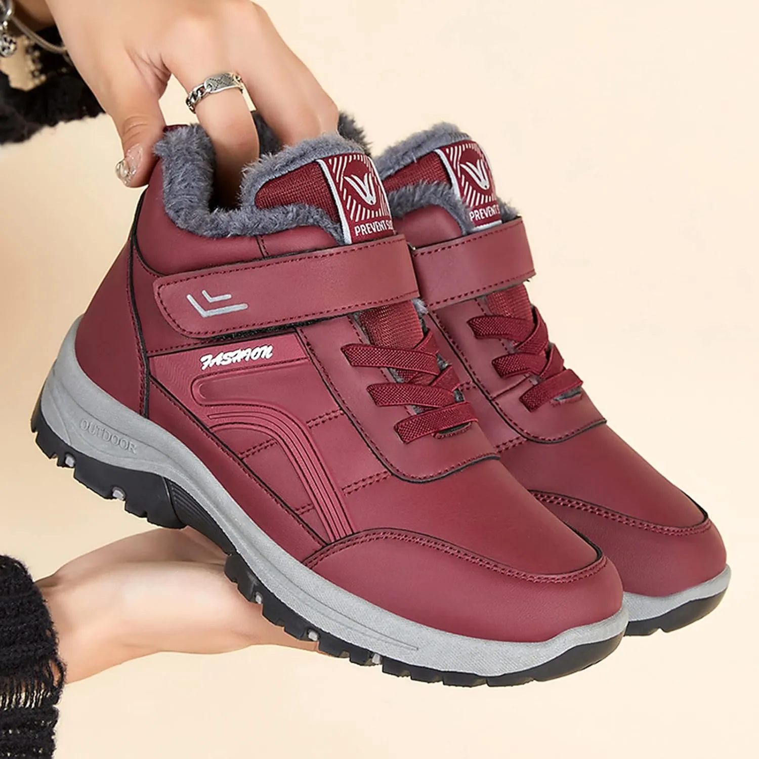 peqiut Womens Snow Boots Winter Snow Shoes Round Toe Lace Up Winter Ankle Boots Ladies Lightweight Outdoor Booties Comfort