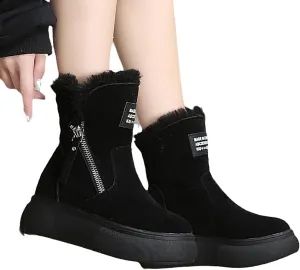peqiut Womens Snow Boots Winter Snow Shoes Solid Color Fashion Warm Winter Ankle Boots Ladies Warm Outdoor Booties Comfort