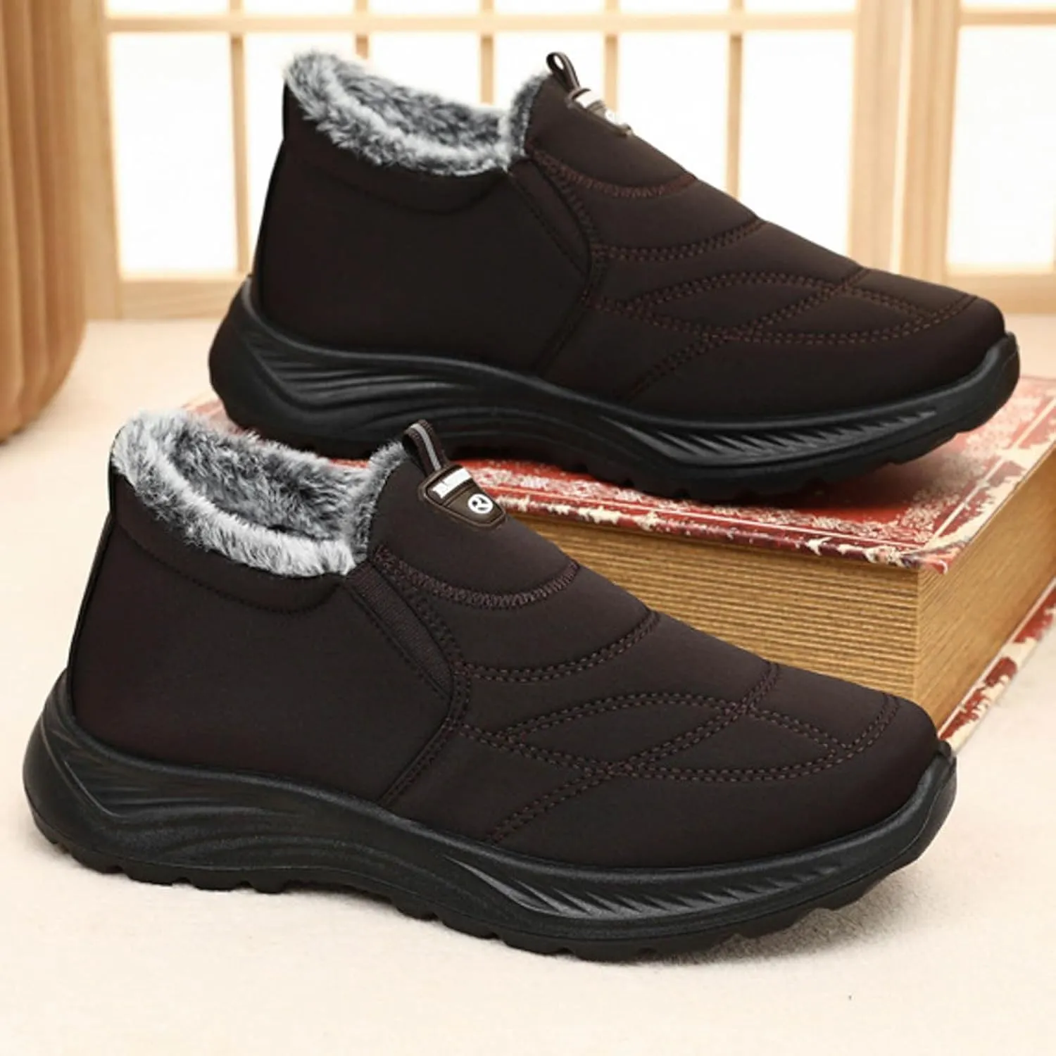 peqiut Womens Snow Boots Winter Snow Shoes Solid Color Fashion Warm Winter Ankle Boots Warm Slip On Outdoor Booties Comfort