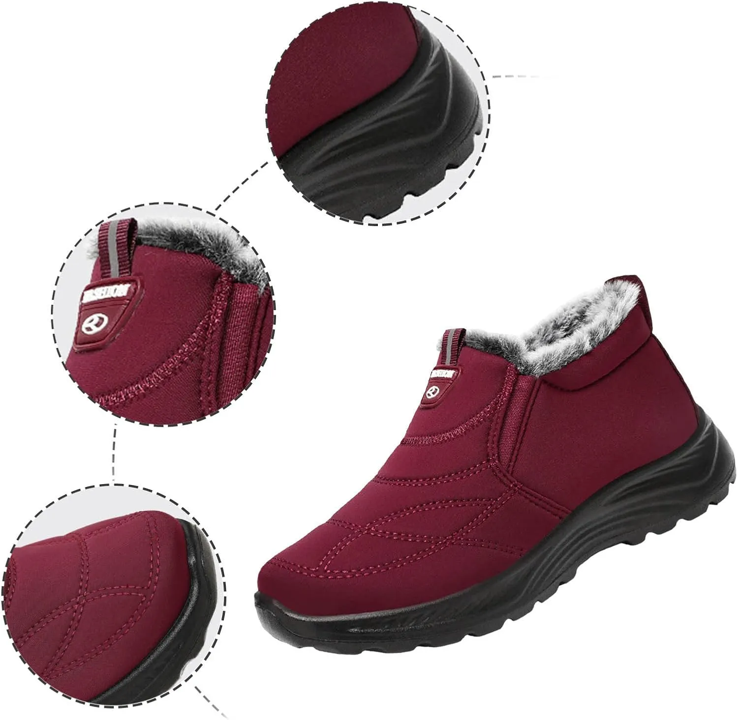 peqiut Womens Snow Boots Winter Snow Shoes Solid Color Fashion Warm Winter Ankle Boots Warm Slip On Outdoor Booties Comfort