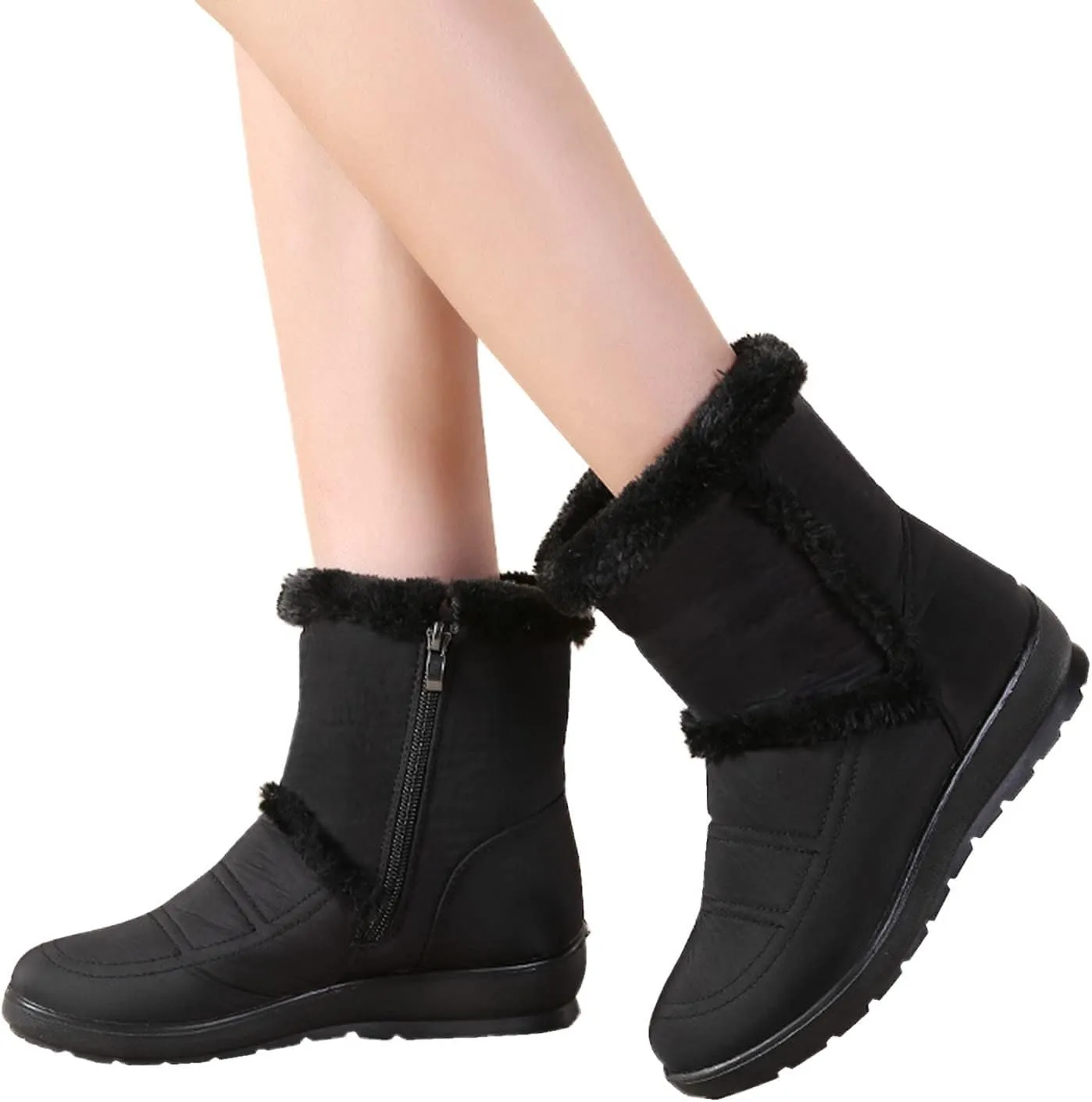 peqiut Womens Snow Boots Winter Snow Shoes Thickened Winter Ankle Boots Fashion Slip On Short Outdoor Booties Comfort