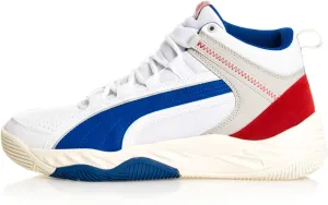 PUMA Mens Rebound Future Evo Basketball-shoes, White-surf The Web-high Risk Red-grey, 12 US