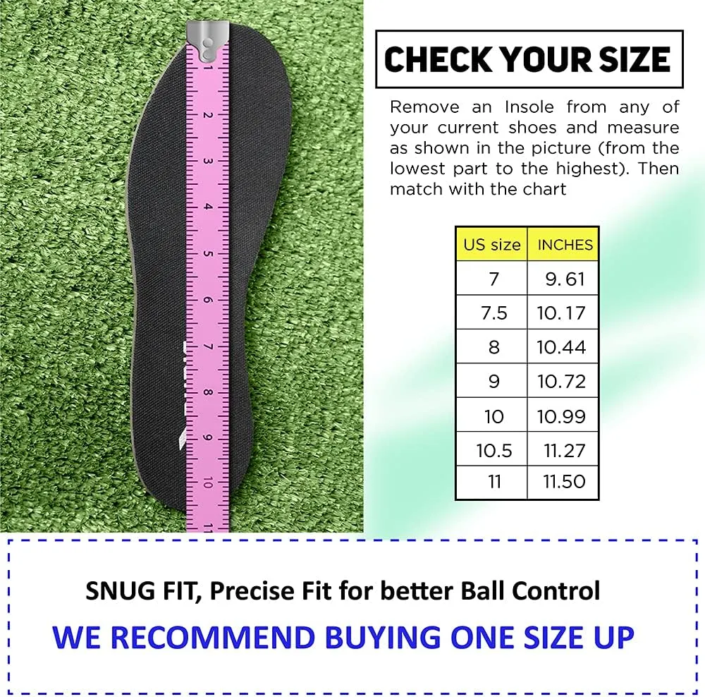 RUNIC Soccer Cleats for Men and Boys – Firm Ground Cleats with Multi-Shaped Studs - Textured Forefoot- Soft Lining -Flexible Upper - Reinforced Stitching - Black/Gold - 6