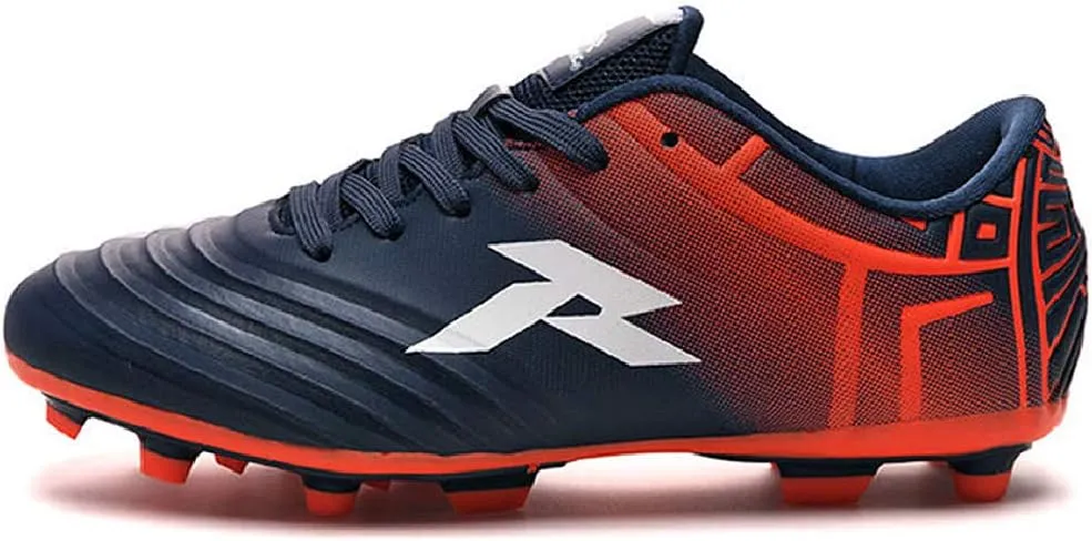 RUNIC Soccer Cleats for Men and Boys – Firm Ground Cleats with Multi-Shaped Studs - Textured Forefoot- Soft Lining -Flexible Upper - Reinforced Stitching - Black/Gold - 6