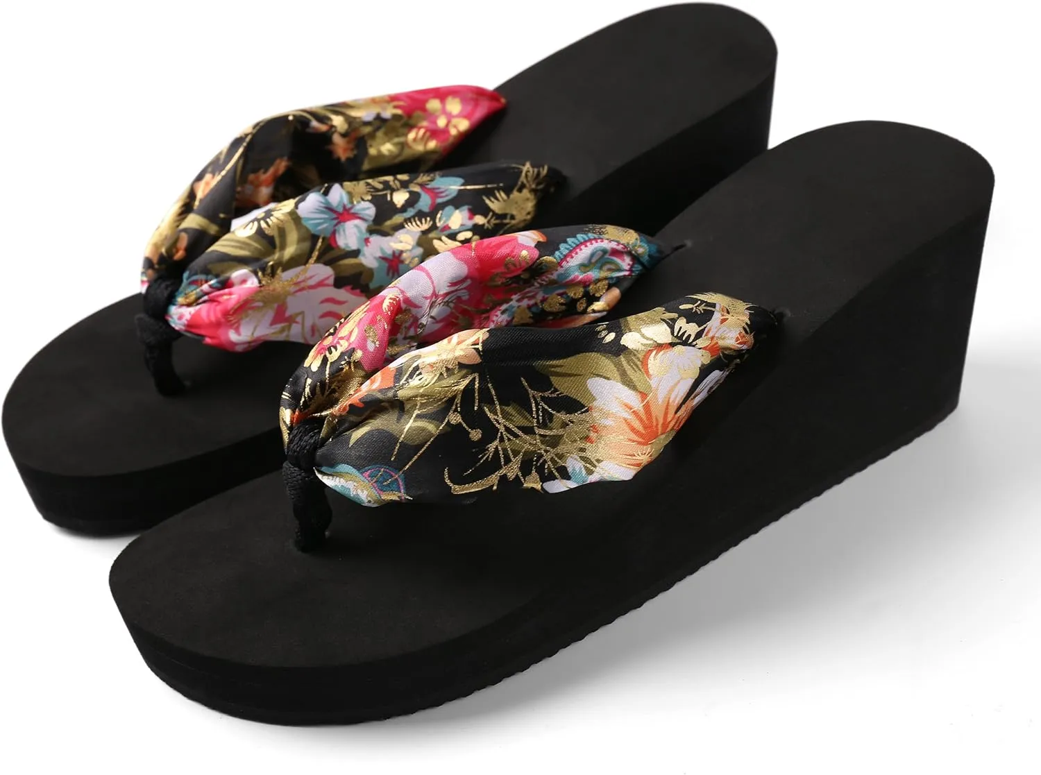 Saki Floral Wedge Flip Flop Sandals