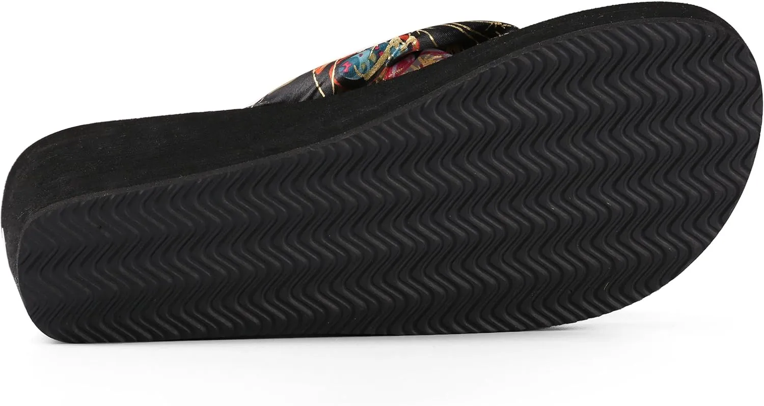 Saki Floral Wedge Flip Flop Sandals