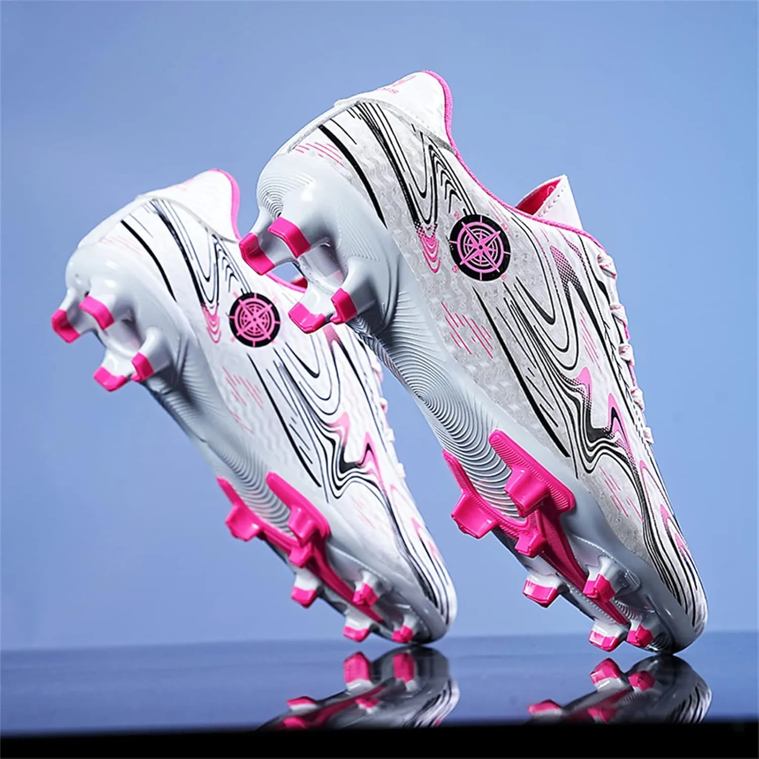 SANEARDE Boys Fashion Soccer Cleats Outdoor/Indoor Athletic Youth Flexible Football Shoes Ground Training Sneakers Lightweight Comfortable Little Kids/Big Kids