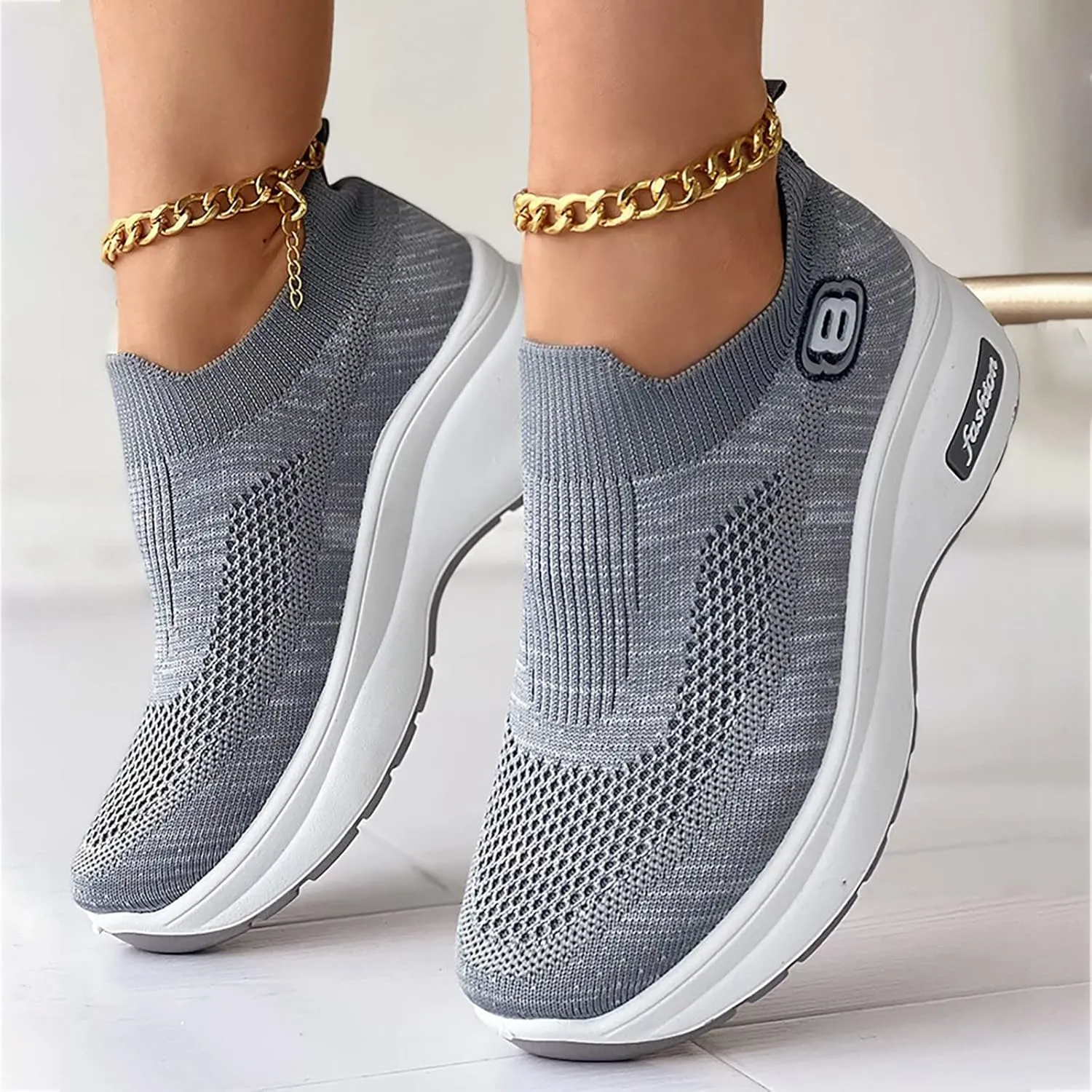 SBGMoSJ Womens Fashion Sneakers 2023 Women Slip On Sneakers Comfortable Nurse Walking Shoes Womens Black Athletic Shoes 9.5 Tennis Shoes Womens Zapatos Deportivos Negros Con Blanco para Mujer