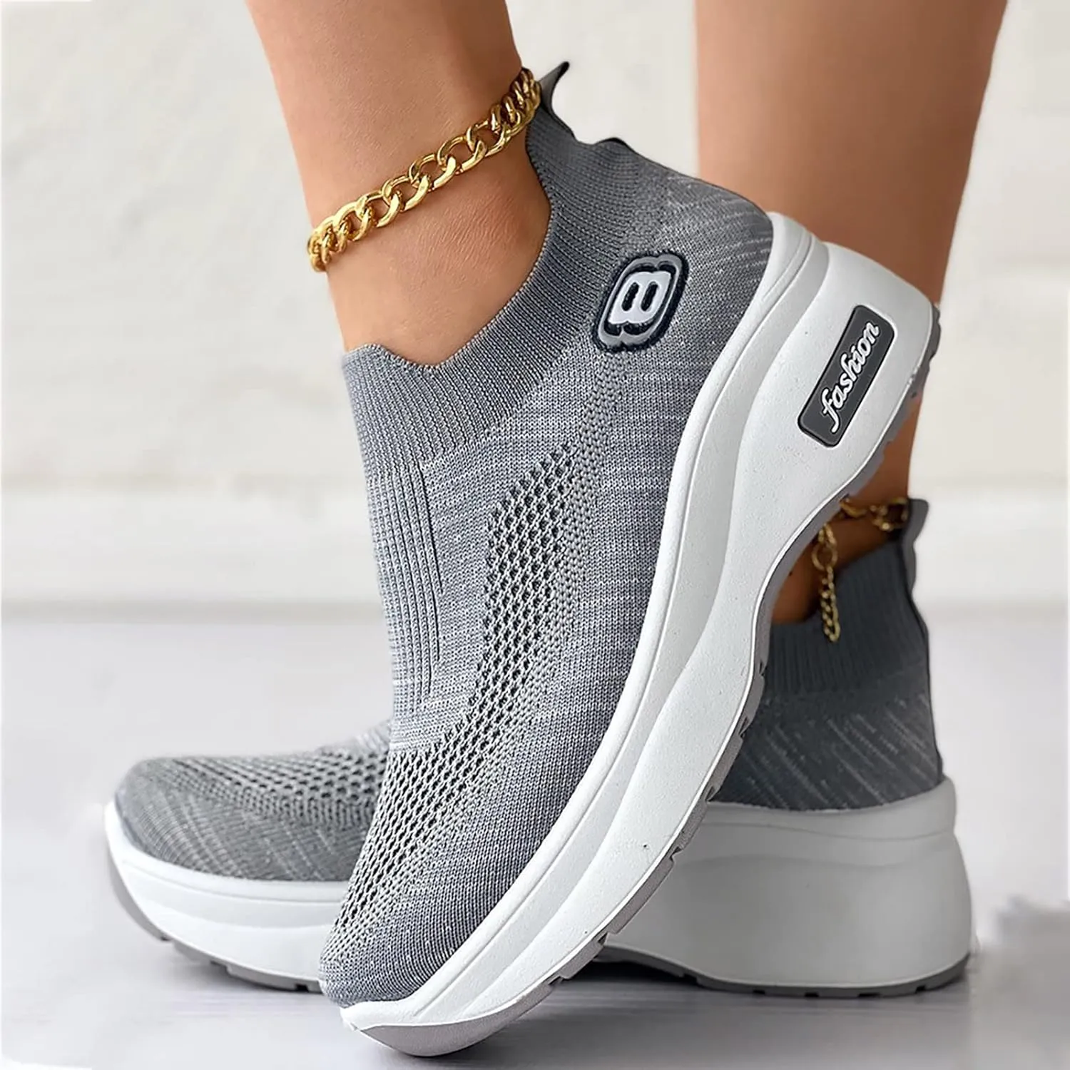 SBGMoSJ Womens Fashion Sneakers 2023 Women Slip On Sneakers Comfortable Nurse Walking Shoes Womens Black Athletic Shoes 9.5 Tennis Shoes Womens Zapatos Deportivos Negros Con Blanco para Mujer