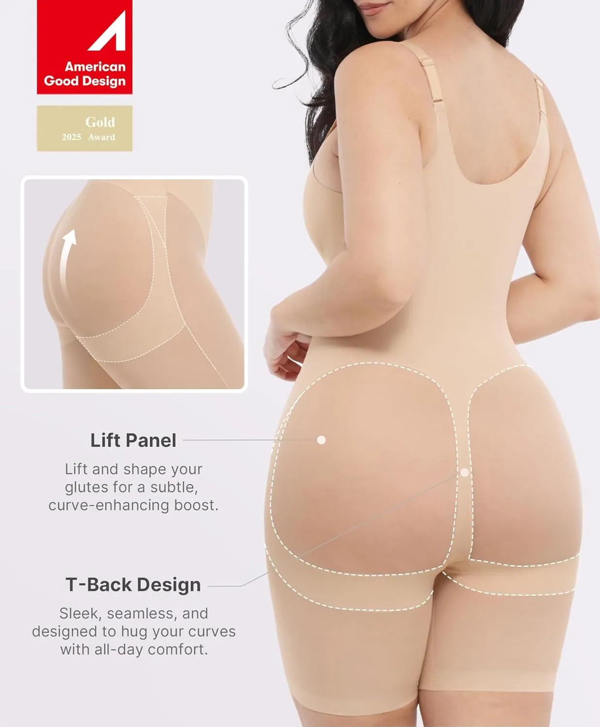 SHAPELLX Women Shapewear Bodysuit Tummy Control Body Shaper Butt Lifting Seamless Sculpting Body Suit