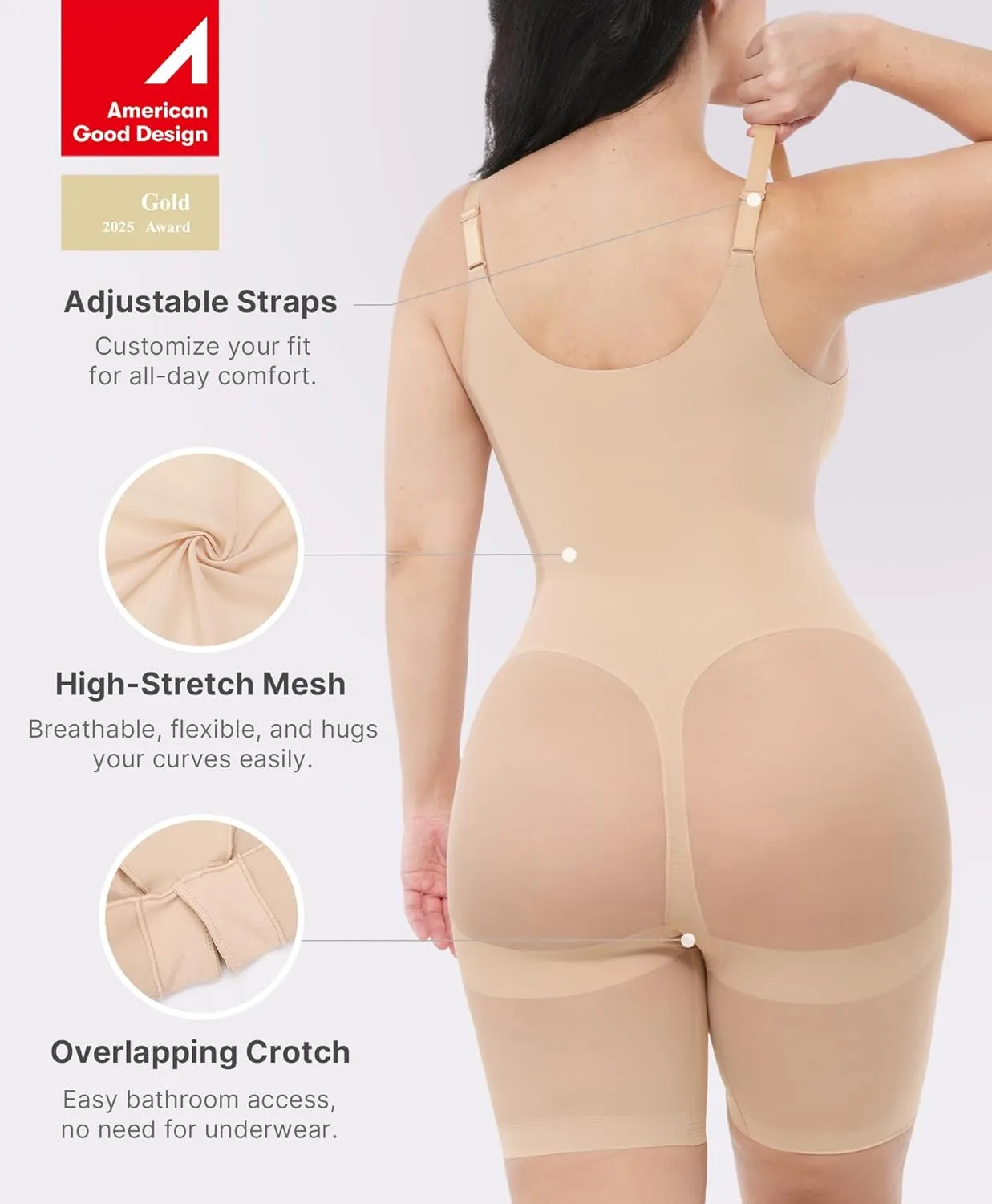 SHAPELLX Women Shapewear Bodysuit Tummy Control Body Shaper Butt Lifting Seamless Sculpting Body Suit