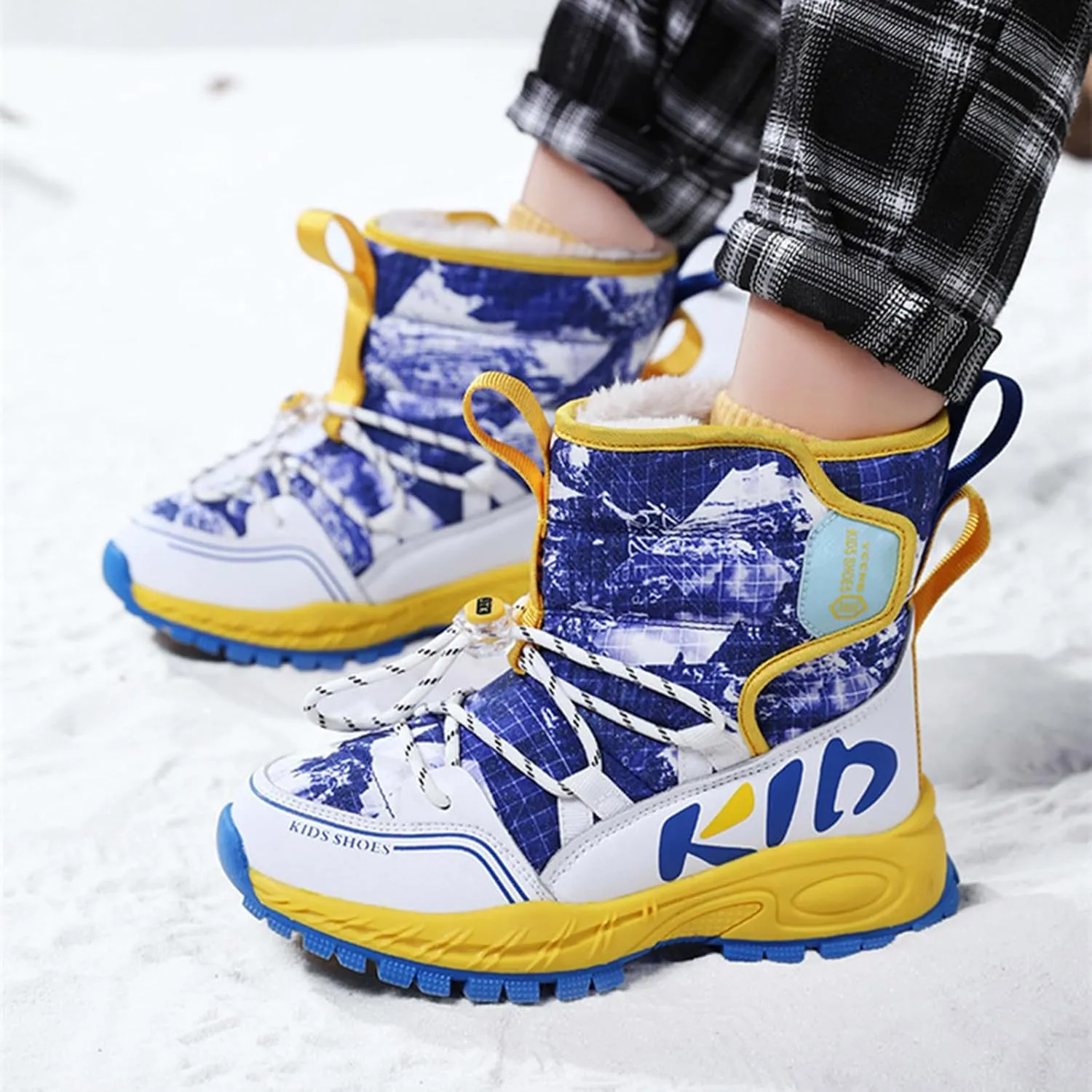 Snow Boots for Boy Girls Winter Boots Insulated Faux Fur Hiking Boots Fuzzy Zip up Warm Lined Short Boot Cold Weather