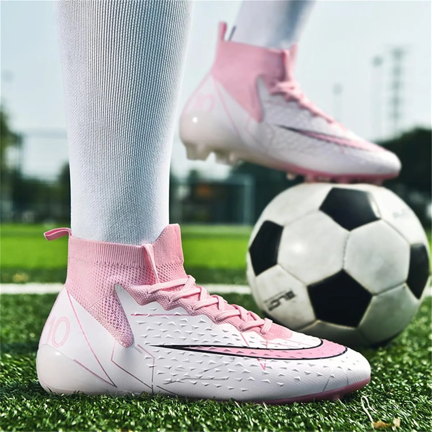 Soccer Cleats for Mens Womens Soccer Shoes High top Outdoor Footall Boots Ankle Professional Training Sneakers