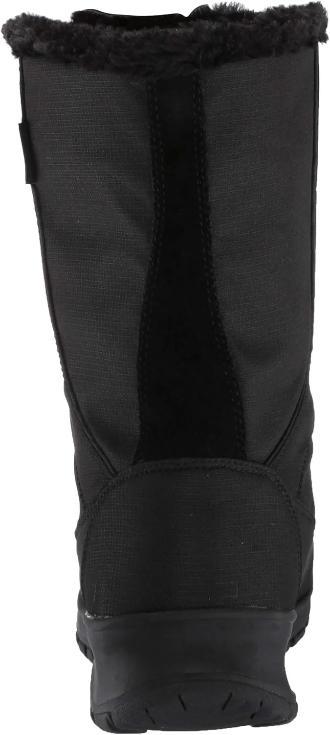 TECS 10" Womens Warm Winter Snow Boots Mid Calf Waterproof Insulated Microfleece Lining Felt Collar Trim Ankle Boot Adjustable D-Ring Lace Up Closure Anti Slip Outsole