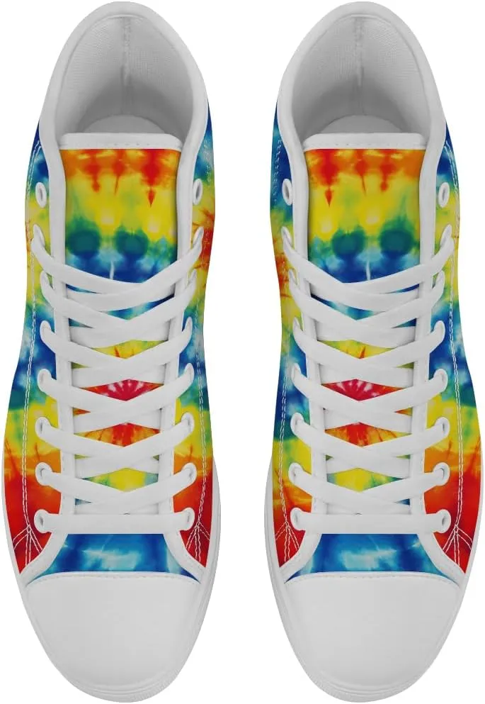 Tie Dye Canvas Shoes High Top Sneakers Lace Up Casual Shoes Gifts for Men Women