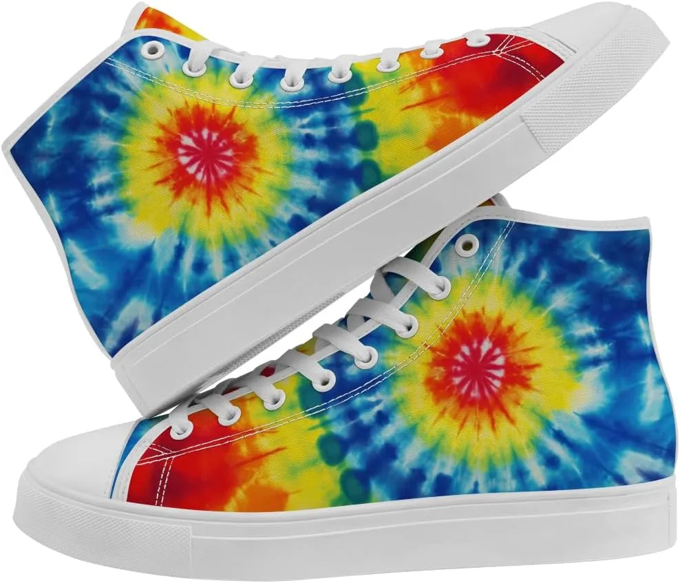 Tie Dye Canvas Shoes High Top Sneakers Lace Up Casual Shoes Gifts for Men Women