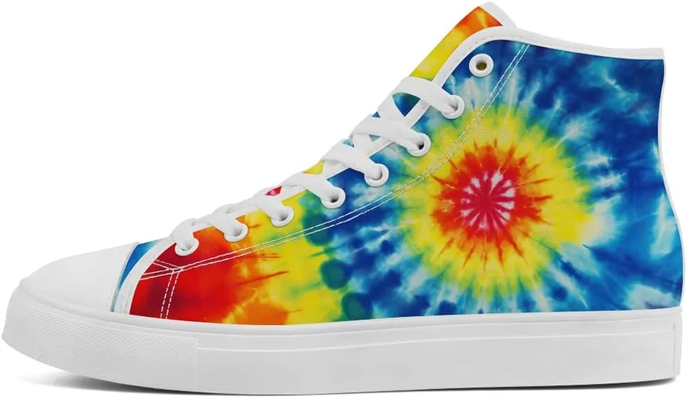 Tie Dye Canvas Shoes High Top Sneakers Lace Up Casual Shoes Gifts for Men Women