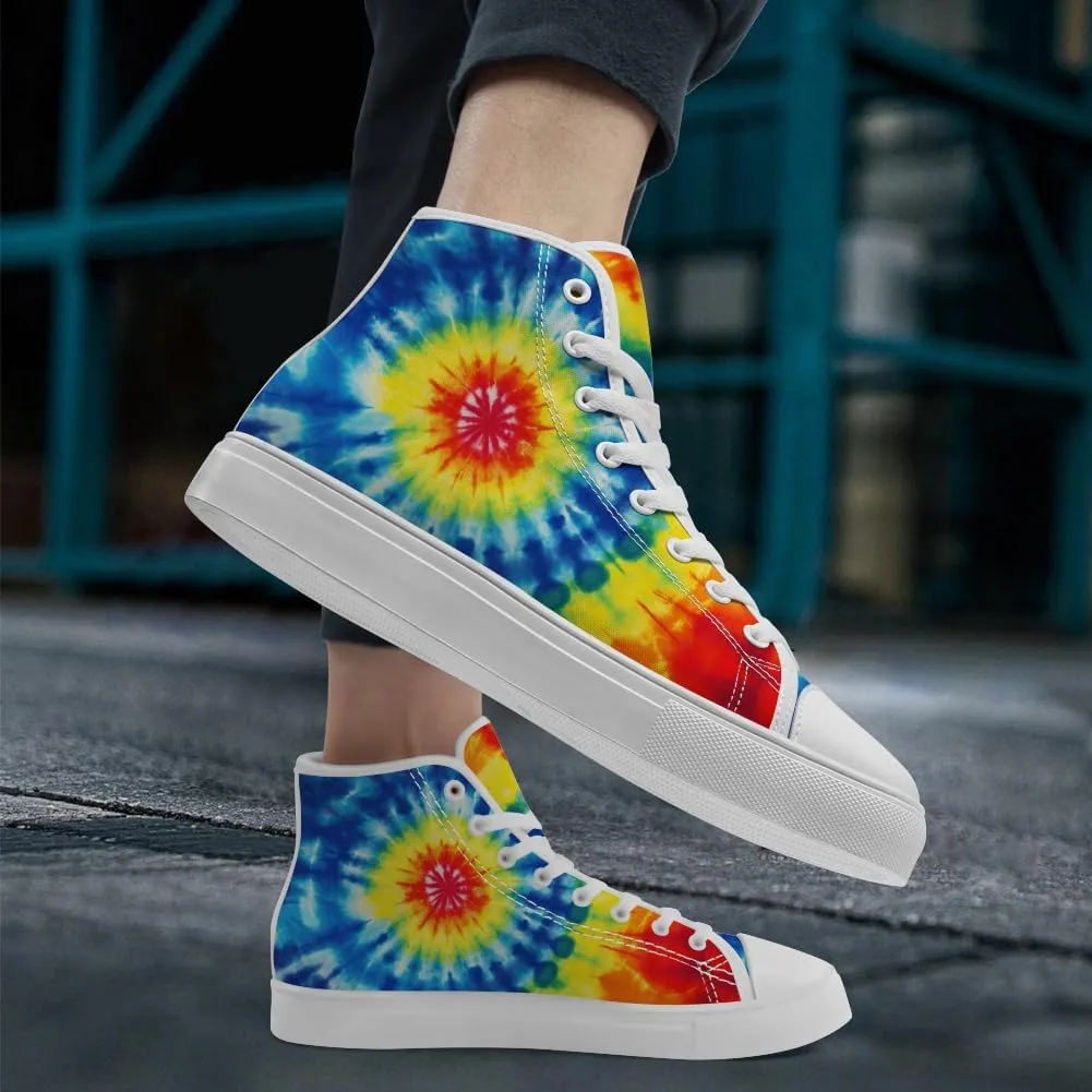 Tie Dye Canvas Shoes High Top Sneakers Lace Up Casual Shoes Gifts for Men Women