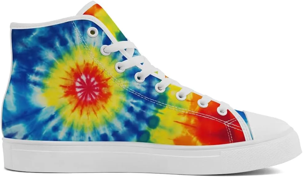 Tie Dye Canvas Shoes High Top Sneakers Lace Up Casual Shoes Gifts for Men Women
