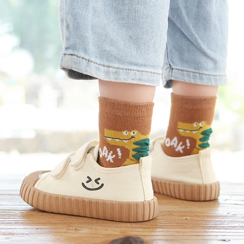 Toddler Boys Girls Slip On Canvas Sneakers Cartoon Dinasour Printed Little Kid Unisex Adjustable Strap Walking Shoes Lazy Shoes with Hook and Loops