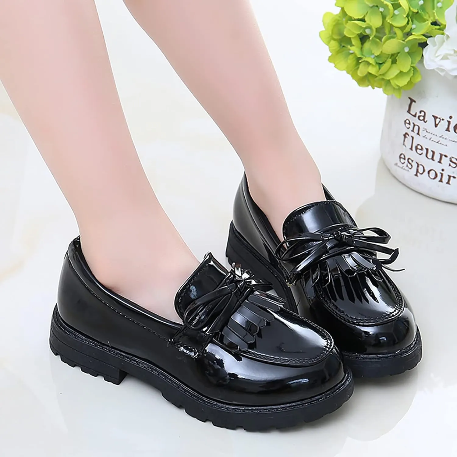 Toddler Girls Dress Shoes Comfort Lace-Up Oxfor Shoes Loafer Flat (Toddler/Little Kid) Slip On Leather Loafer