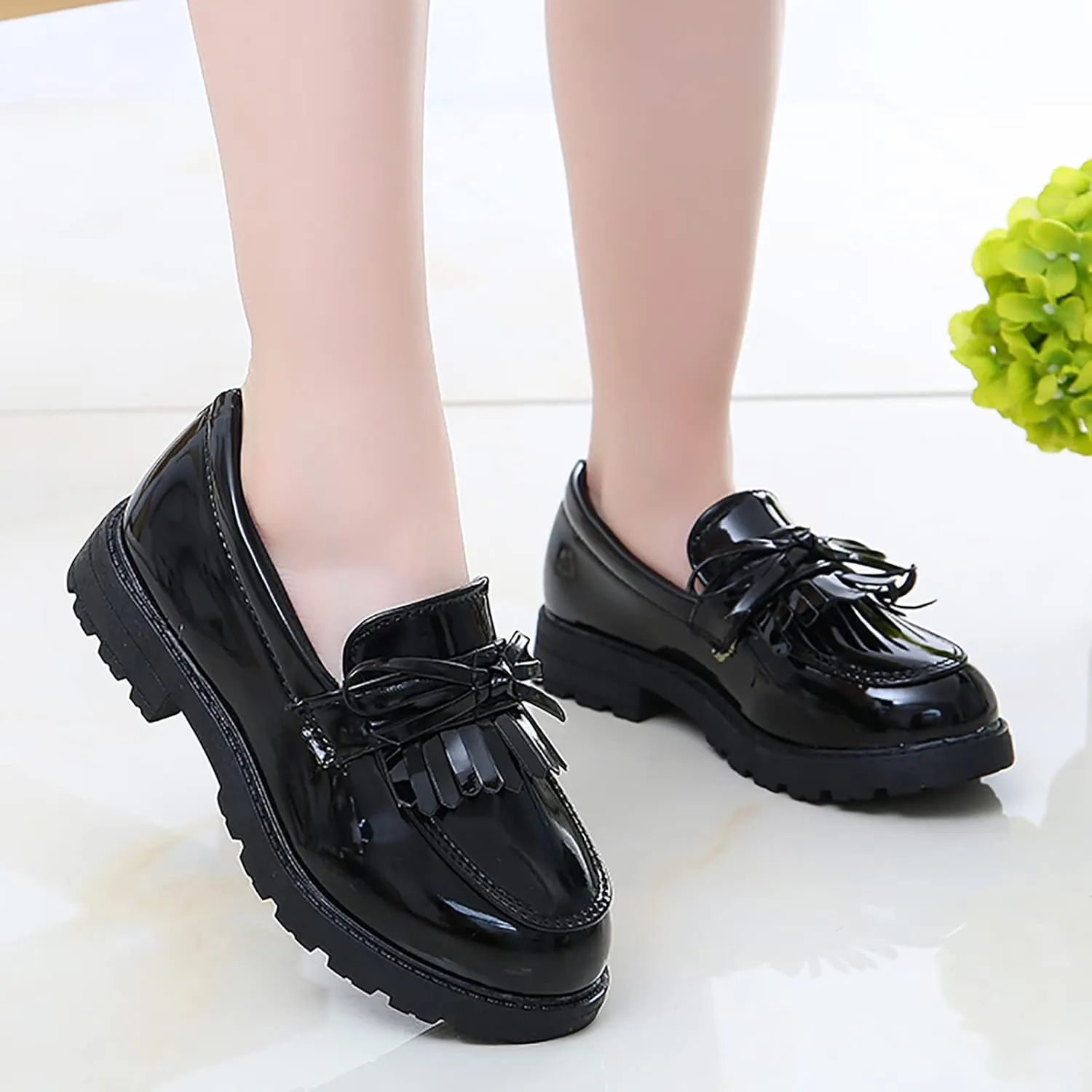 Toddler Girls Dress Shoes Comfort Lace-Up Oxfor Shoes Loafer Flat (Toddler/Little Kid) Slip On Leather Loafer