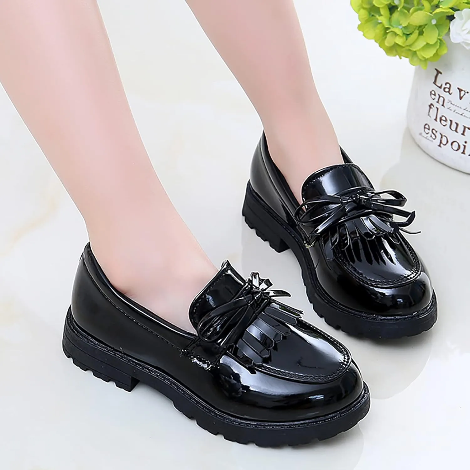 Toddler Girls Dress Shoes Comfort Lace-Up Oxfor Shoes Loafer Flat (Toddler/Little Kid) Slip On Leather Loafer