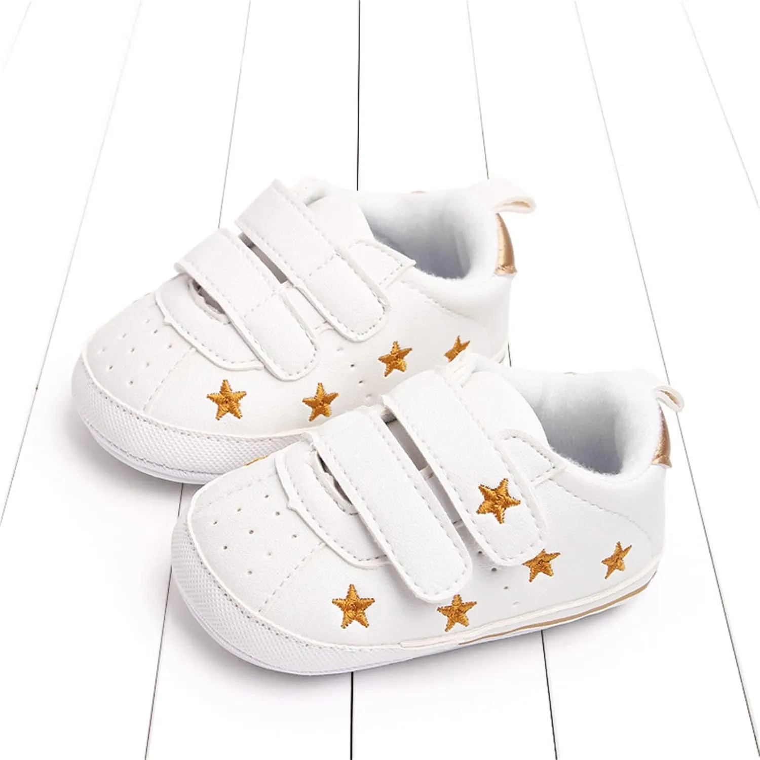 Toddler Shoes Infant Shoes Boys and Girls Sports Shoes Flat Bottom Light Double Strap Hook Loop Comfortable Born Shoes