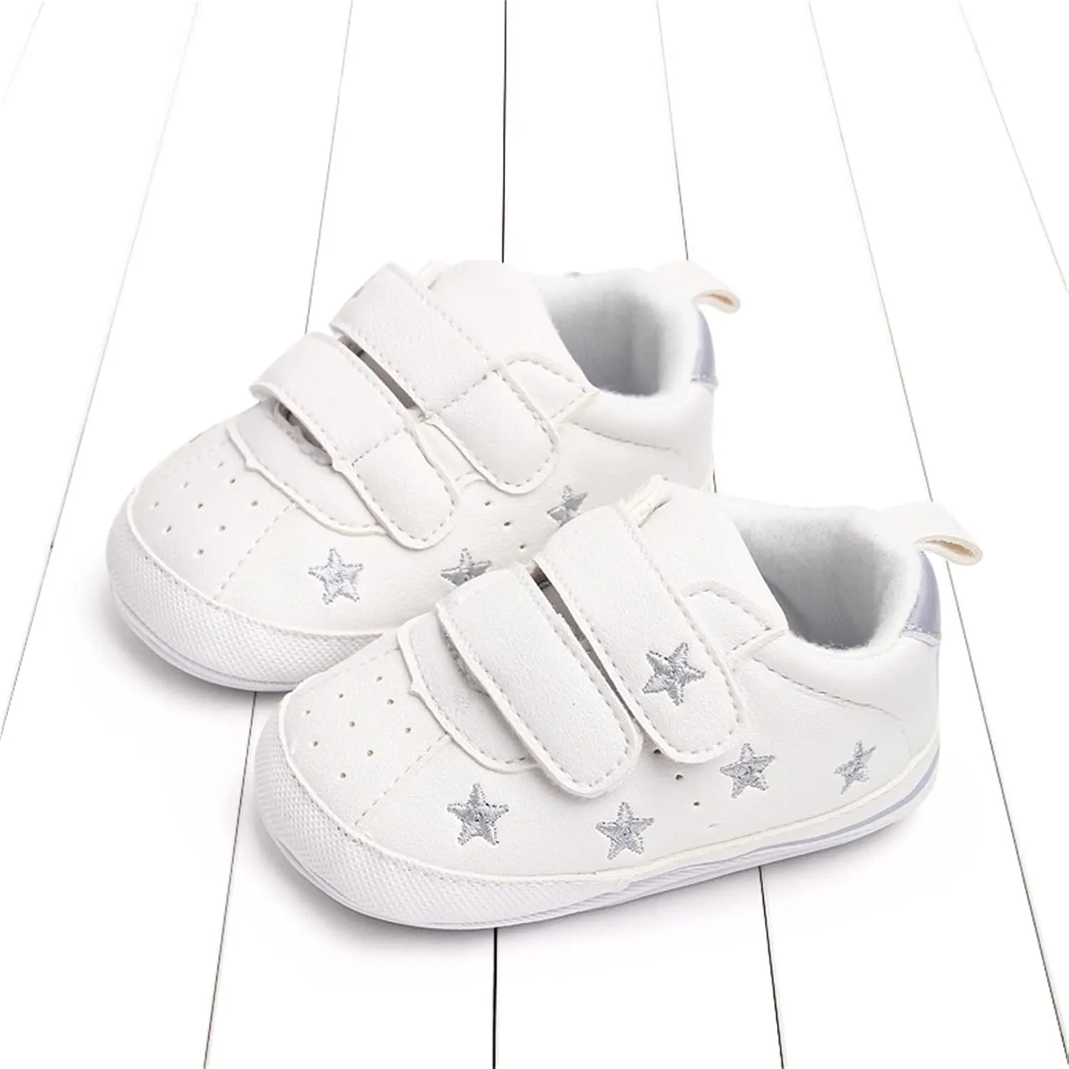 Toddler Shoes Infant Shoes Boys and Girls Sports Shoes Flat Bottom Light Double Strap Hook Loop Comfortable Born Shoes