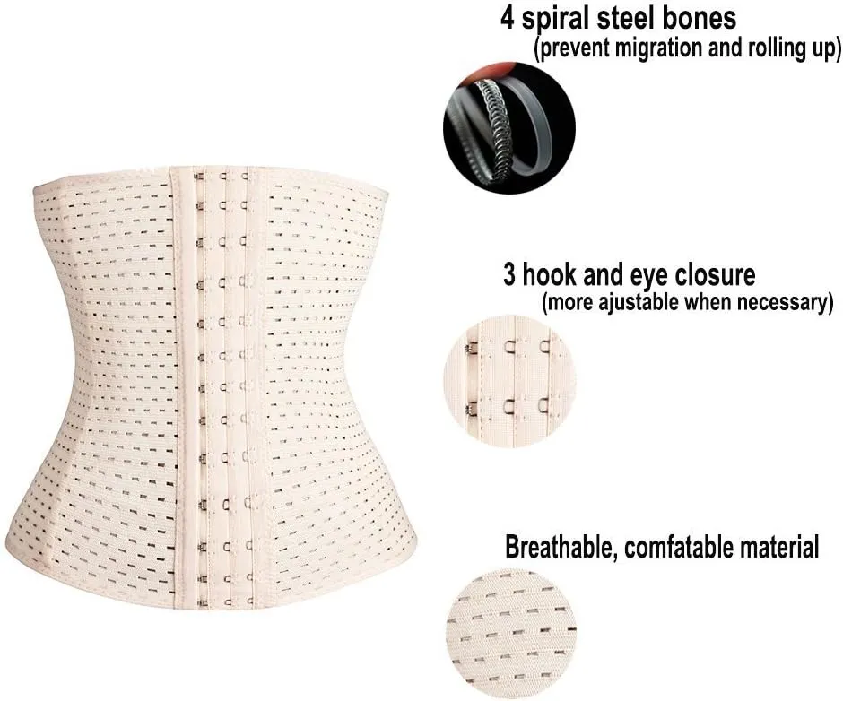 Waist Trainer Corset Breathable and Invisible Waist Shaper Training Waist Cincher for Women Tummy Control
